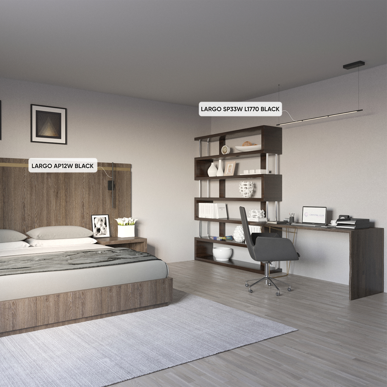 Подвесной светодиодный светильник Crystal Lux Largo SP33W L1770 Black