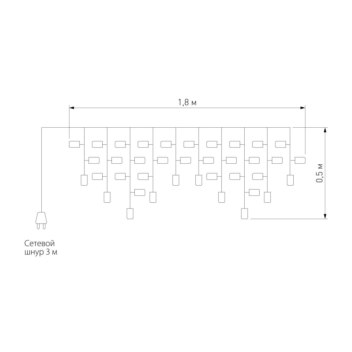 Гирлянда бахрома Eurosvet 100-001 мульти 1,8*0,5м IP20