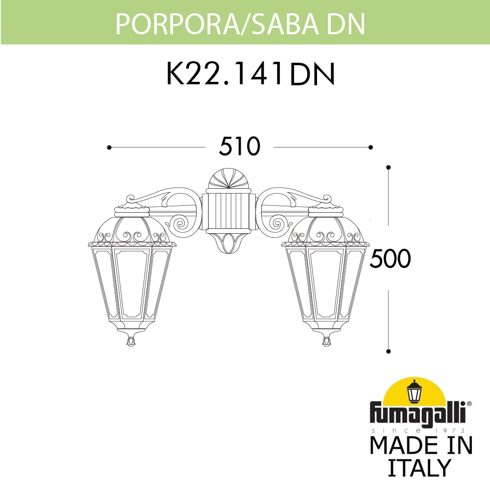 Уличный настенный светильник Fumagalli PORPORA/SABA DN K22.141.000.AYE27 DN