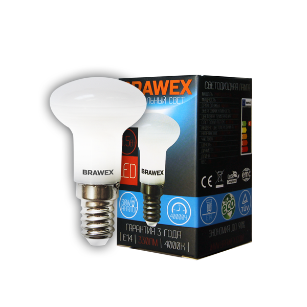 Лампа светодиодная Brawex рефлекетор матовый E14 3.5Вт 4000K 2807A-R39-3.5N