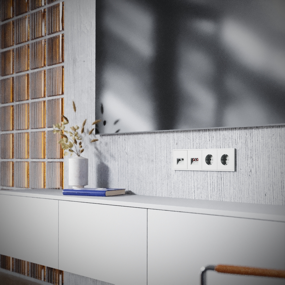 Розетка телевизионная встраиваемая Voltum S70 TV+RJ45 кат. 6, (сталь) VLS060705