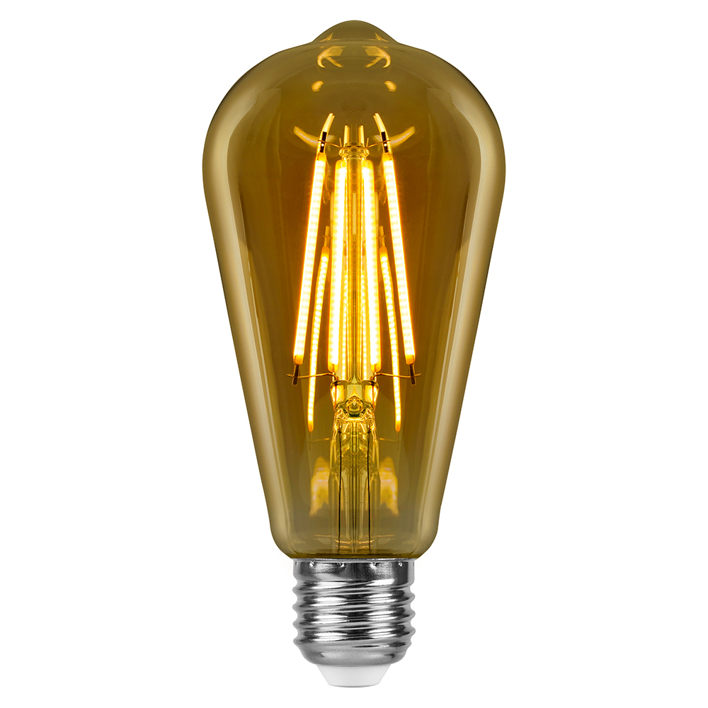 Лампа светодиодная филаментная Feron LB-64 колба прозрачная E27 10W 230V 2700K 52165