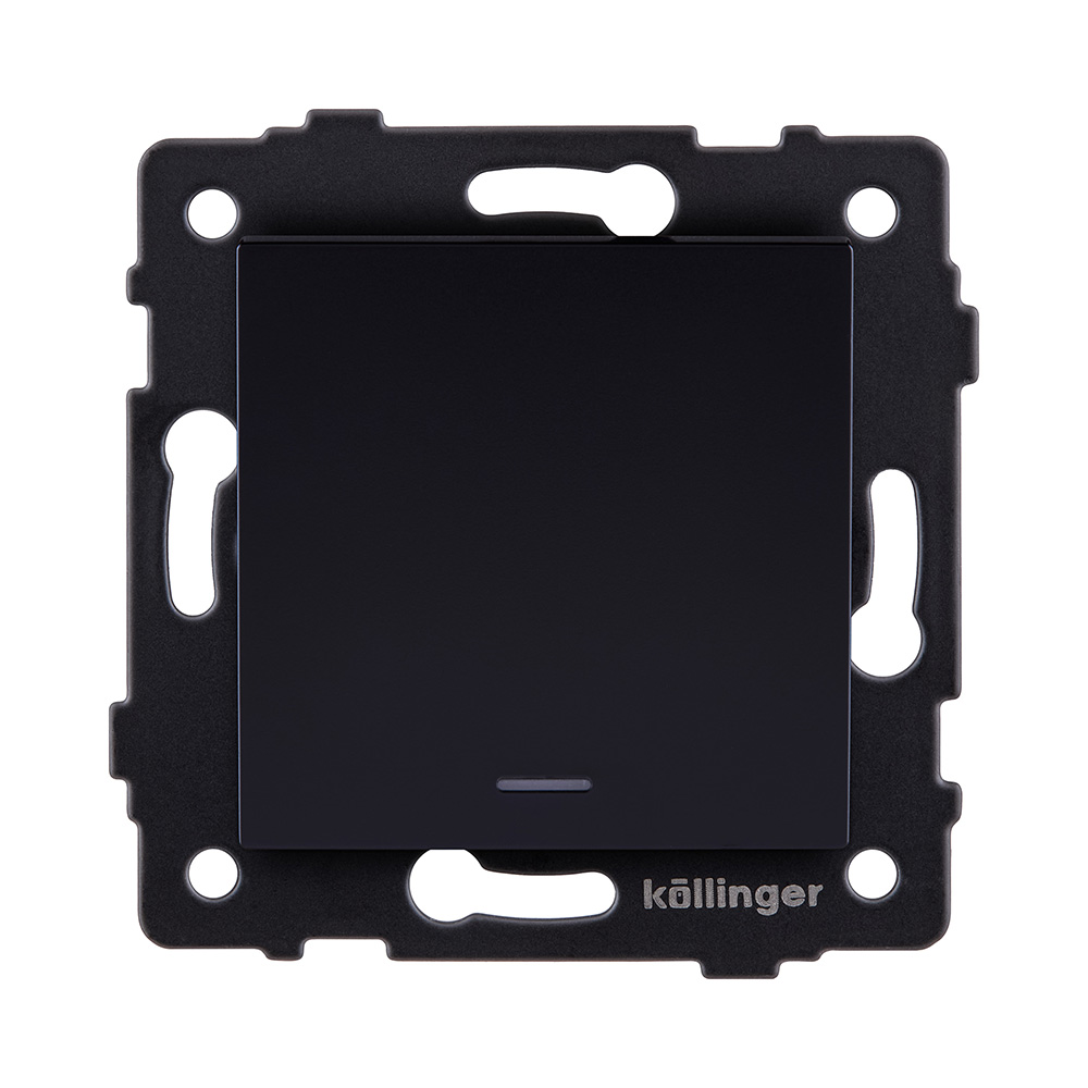 Выключатель 1-клавишный 10А/250В с LED подсветкой, черный Kollinger REA-S-002BK для Aspekt, Eleganz, Reflex