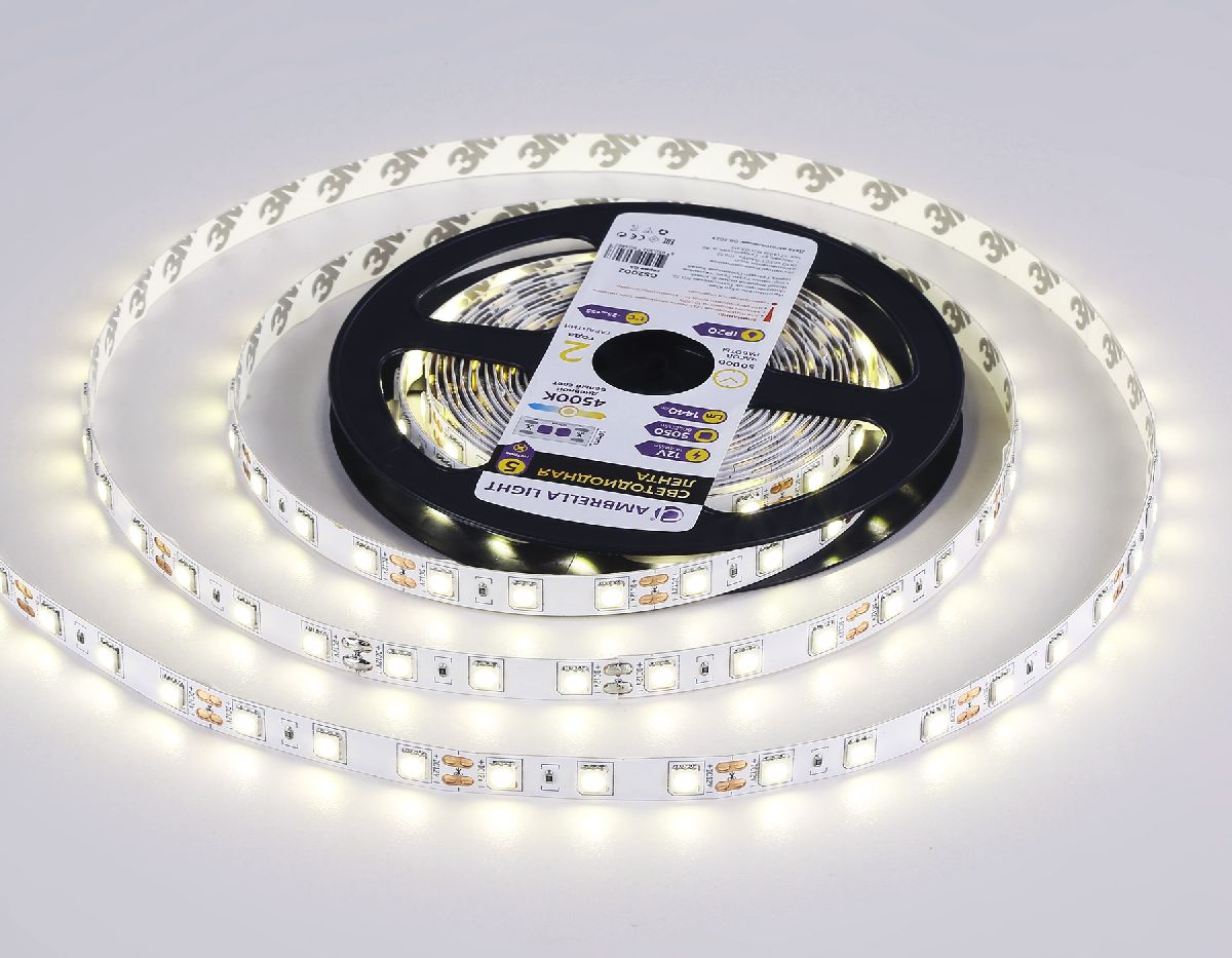 Светодиодная лента Ambrella Light LED Strip 12В 5050 14,4Вт/м 4500K 5м IP20 GS2002