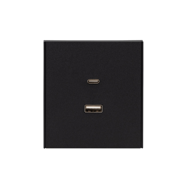 Розетка STRONG USB-A+Type-C 3А с функцией быстрой зарядки антрацит KRANZ KR-78-0734-5