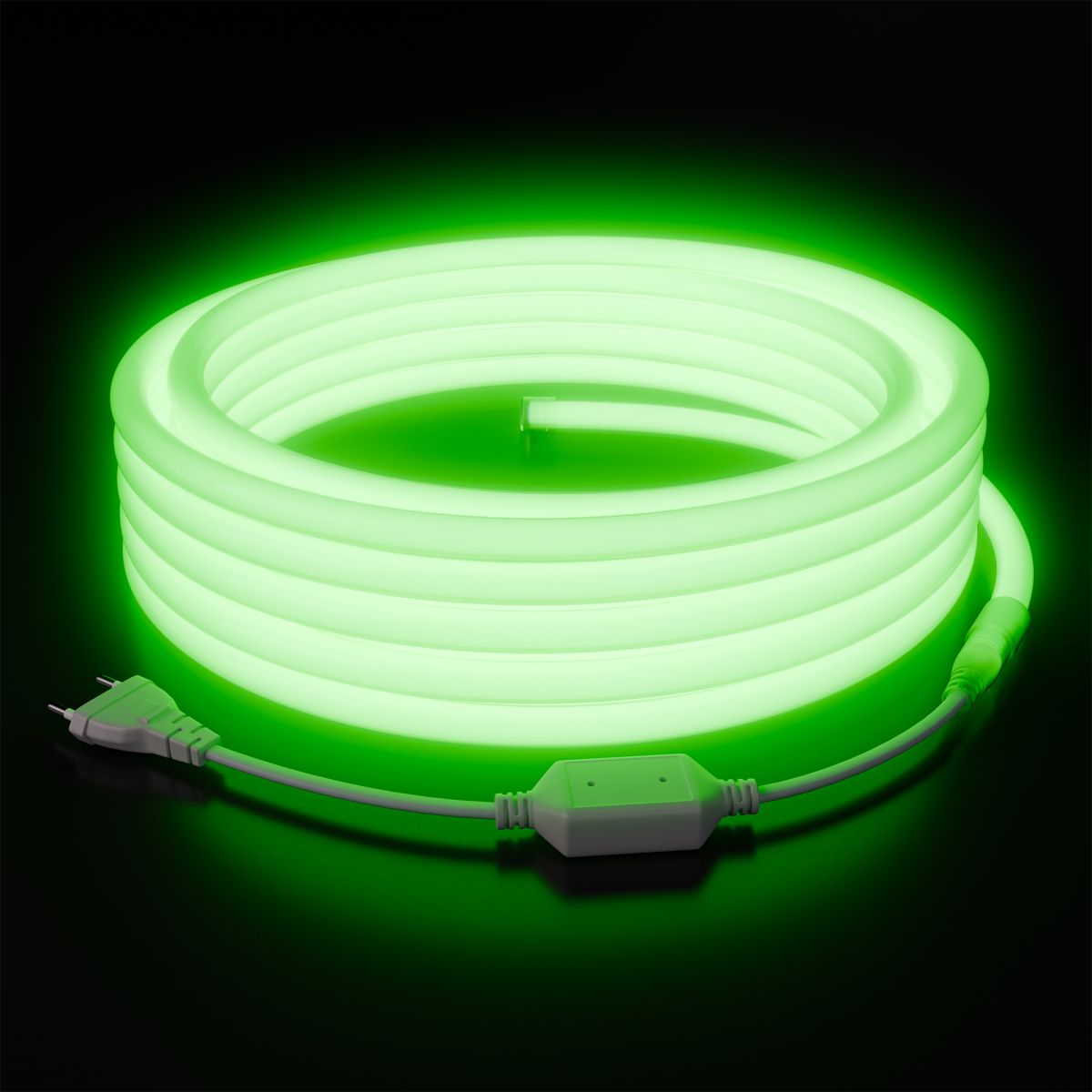 Комплект светодиодного неона Apeyron 220В, 6Вт/м, зеленый, smd 2835, 144д/м 10м, IP65,  с аксессуарами (сетевой шнур, заглушка, крепеж - 10шт) 10-118 в Москве