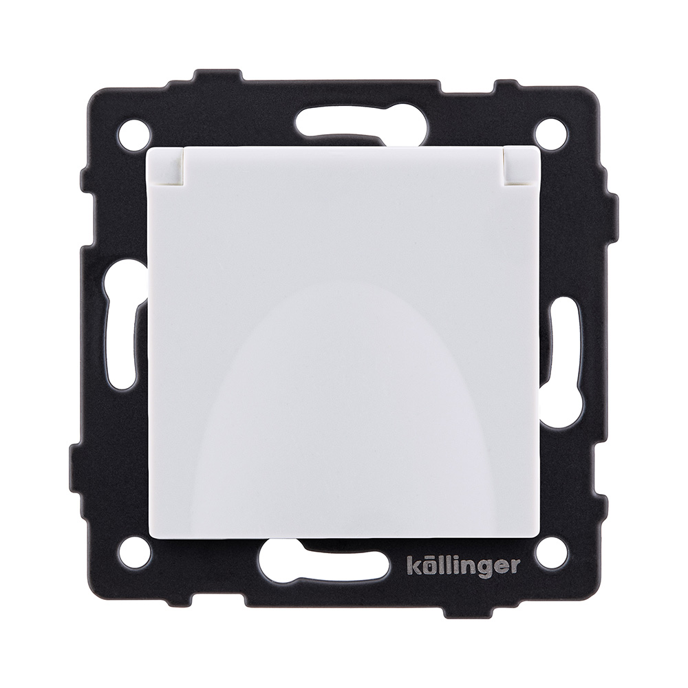 Розетка штепсельная SCHUKO 16A/250 В с крышкой, белый Kollinger REA-006WH для Aspekt, Eleganz, Reflex