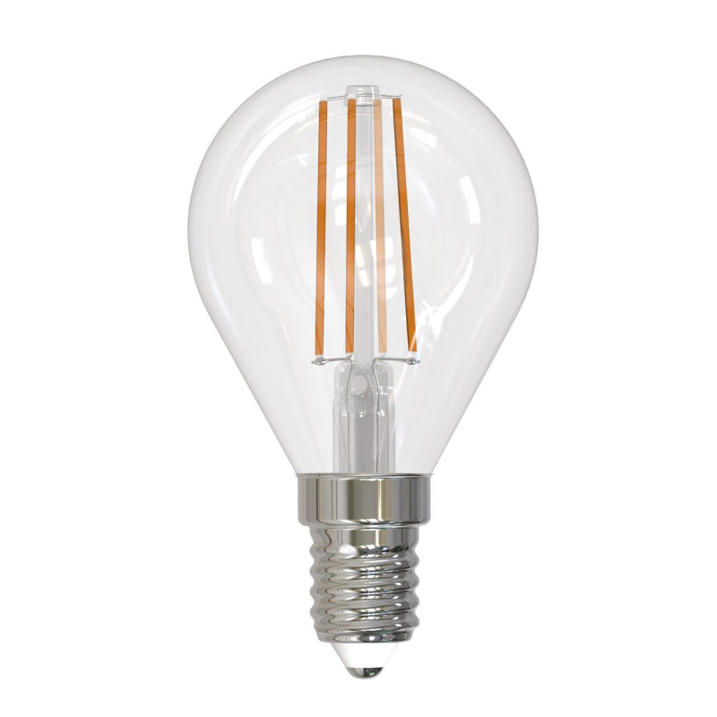 Лампа светодиодная филаментная (UL-00005172) Uniel E14 9W 3000K прозрачная LED-G45-9W/3000K/E14/CL PLS02WH