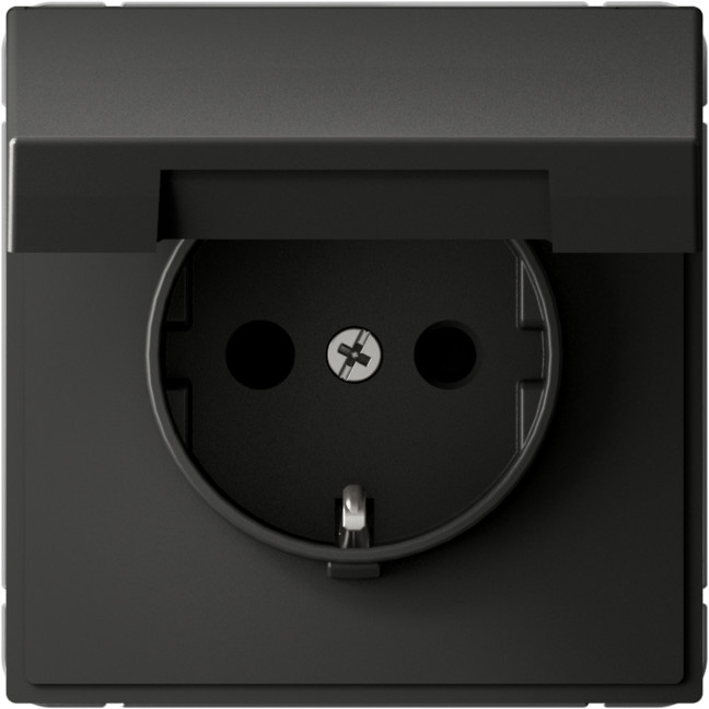 Розетка с заземл. со шторк. с крышк., 16А, IP20, механизм, быстрозажим. клем. Systeme Electric ArtGallery Базальт GAL001446S