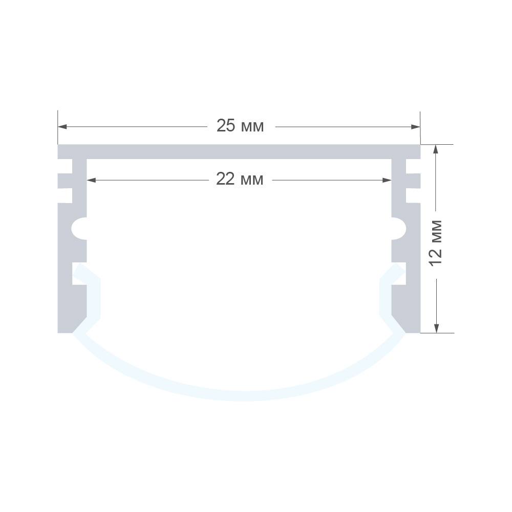 Профиль П-образный накладной Apeyron ширина ленты до 20мм (рассеиватель, заглушки - 2шт) 08-14