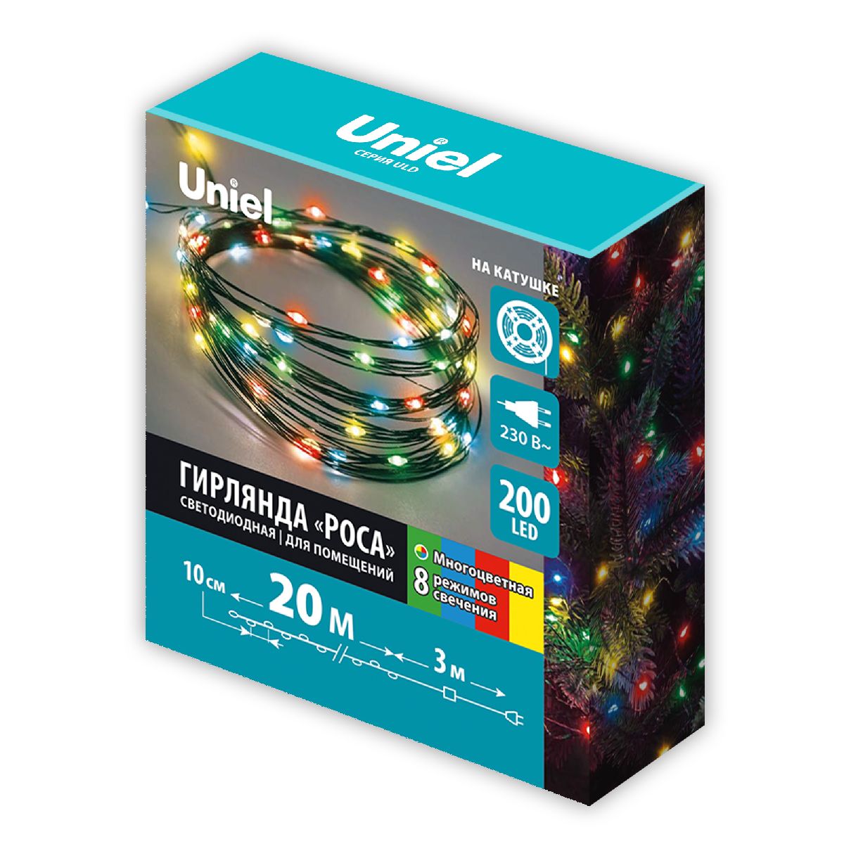 Гирлянда Роса Uniel ULD-S2000-200/DGA MULTI IP20 DEW UL-00012080