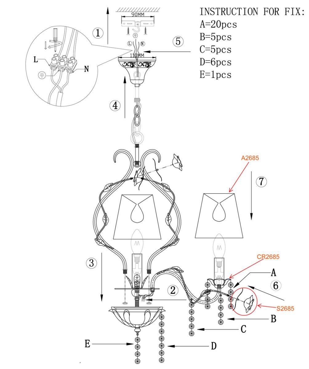 Подвесная люстра Odeon Light Padma 2685/6