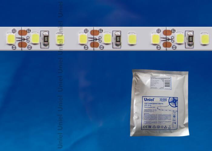 Светодиодная влагозащищенная лента (UL-00000892) Uniel 6W/m 60LED/m 2835SMD холодный белый 5M ULS-2835-60LED/m-8mm-IP65-DC12V-6W/m-5M-DW