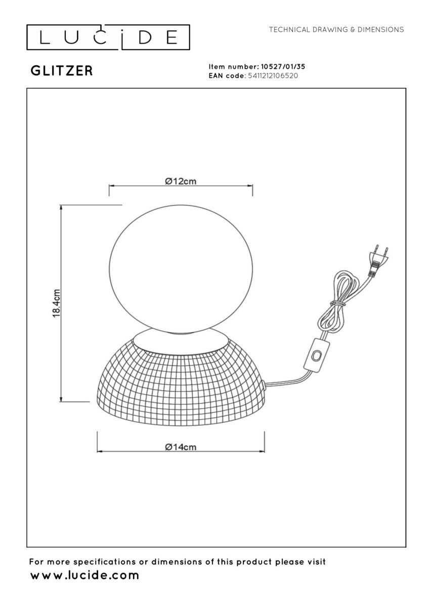 Настольная лампа Lucide Glitzer 10527/01/35