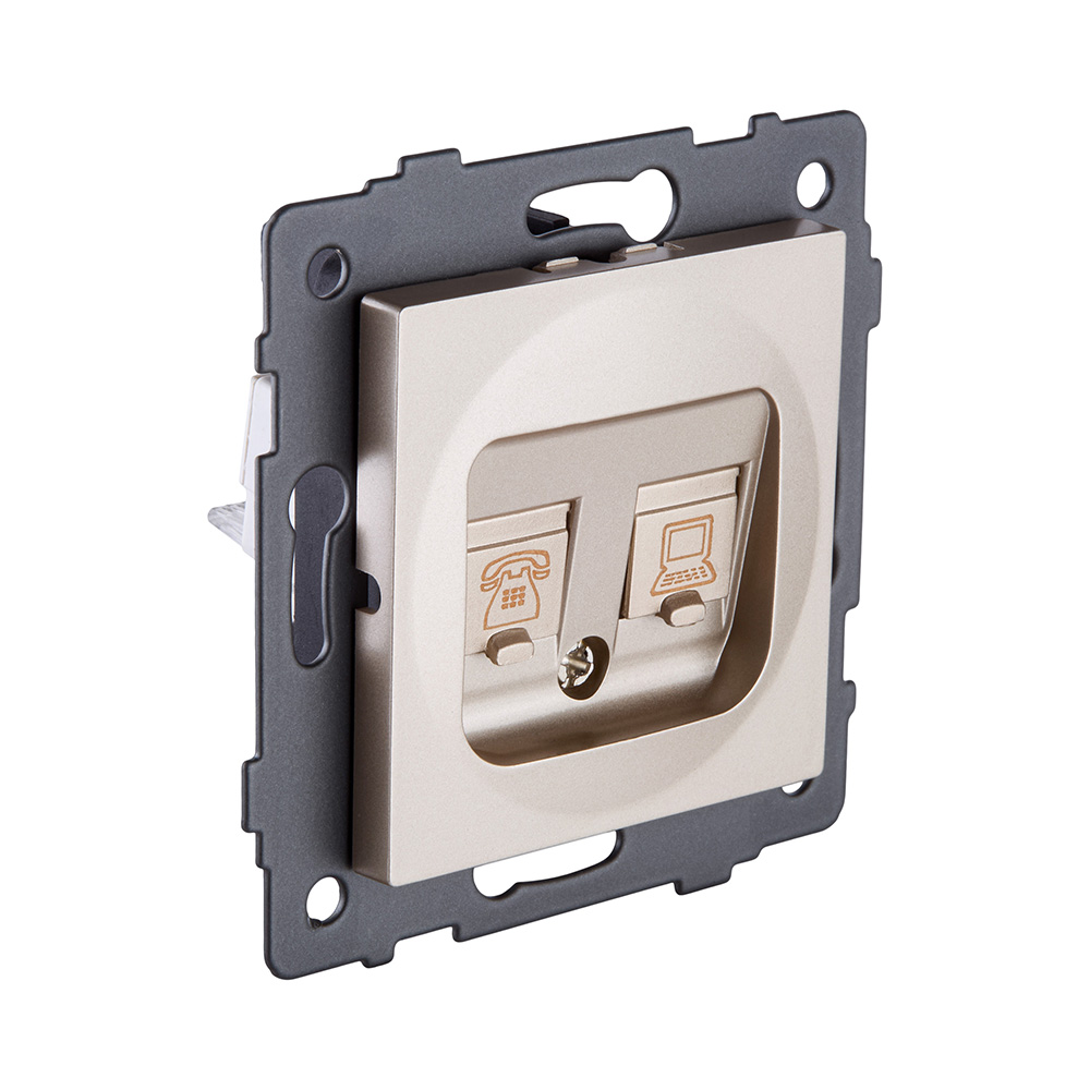 Розетка двойная RJ11 + RJ45 Cat.6, золотой Kollinger REA-011GD для Aspekt, Eleganz, Reflex