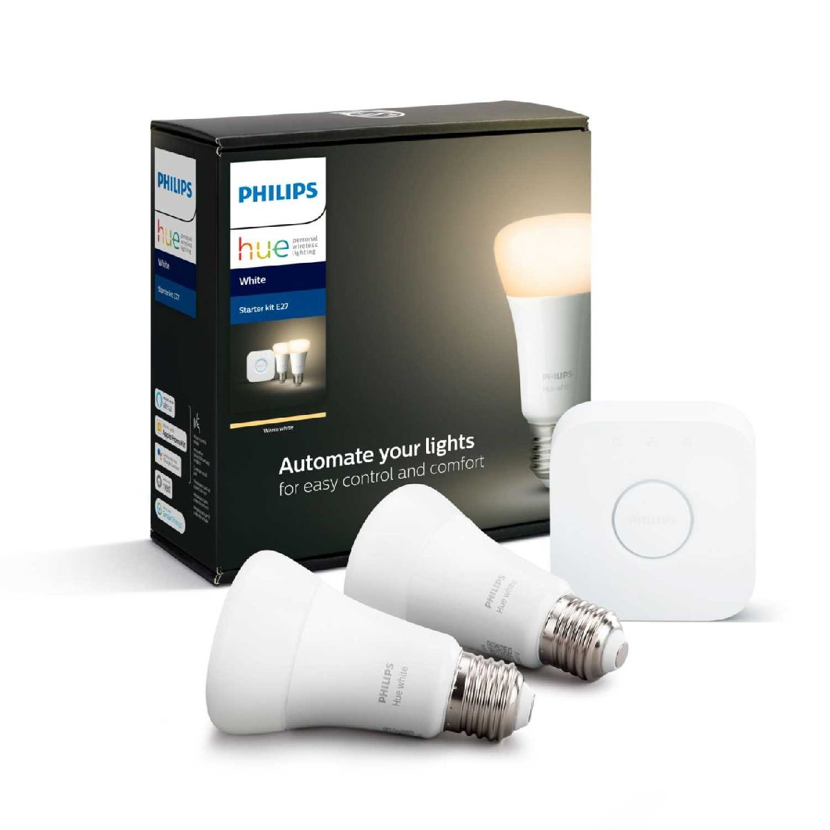 Набор из 2 белых ламп и блока управления освещением Philips Hue E27 9W 929001821619