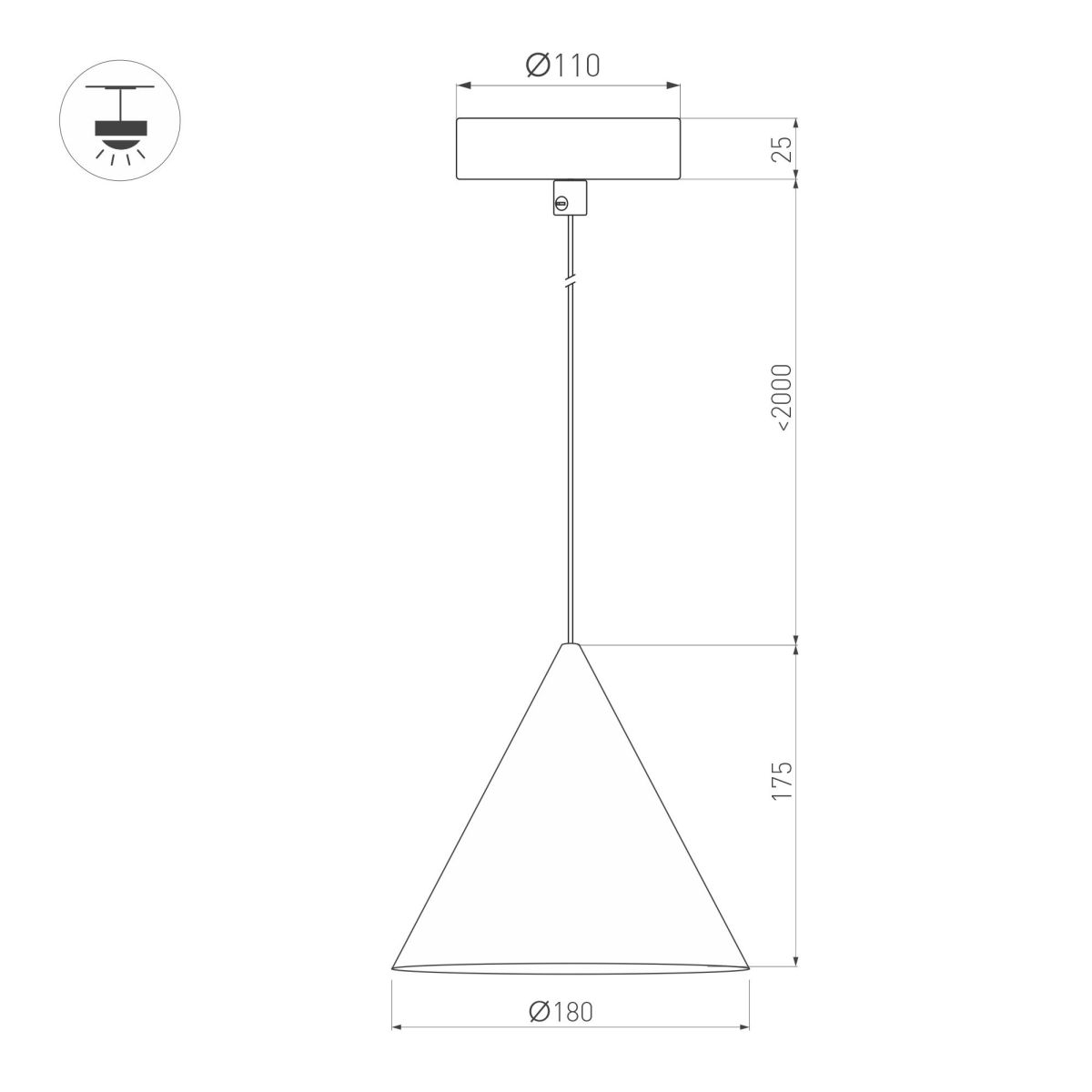 Подвесной светильник Arlight SP-MAKOTO-R180-10W Warm3000 (WH, 36 deg, 230V, TRIAC) 057205