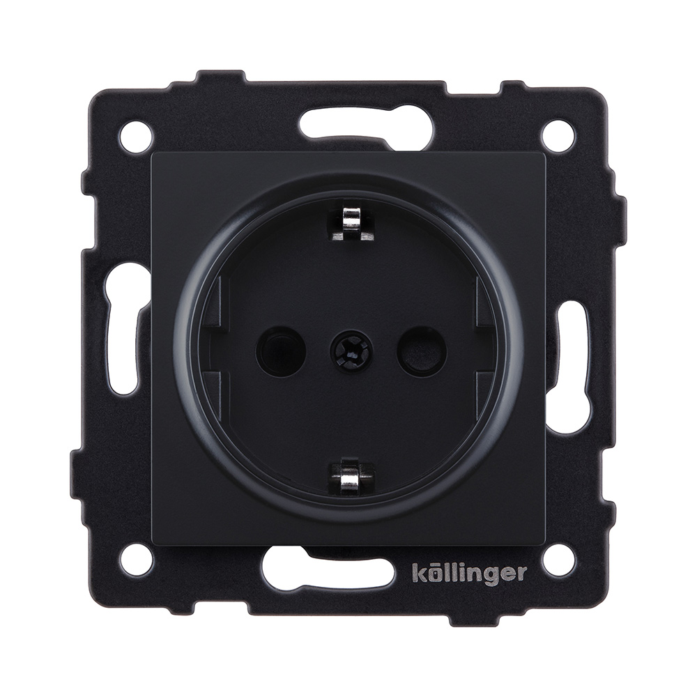 Розетка штепсельная SCHUKO 16A/250 В, черный матовый Kollinger REA-002BM для Aspekt, Eleganz, Reflex