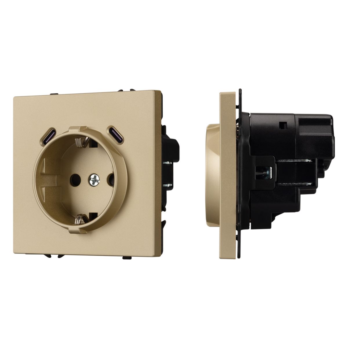 Розетка зк со шторками с USB тип C+С софт-тач золотой песок Arlight SCT-MUCC-SFPL-GD (250V, 16A) 061815(1)