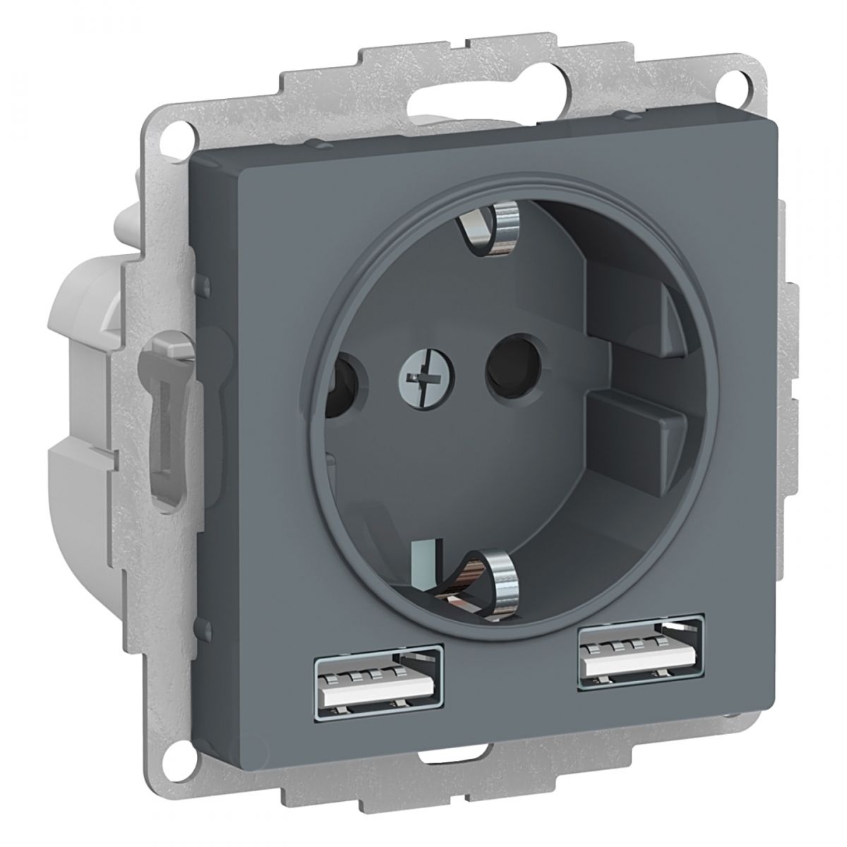 Розетка A+A, 5В/2,4А, 2х5В/1,2А, механизм Грифиль SO + USB Systeme Electric AtlasDesign ATN000730