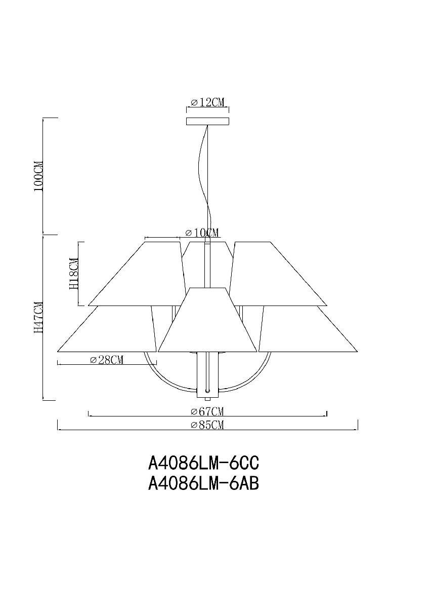 Подвесная люстра Arte Lamp Rondo A4086LM-6AB