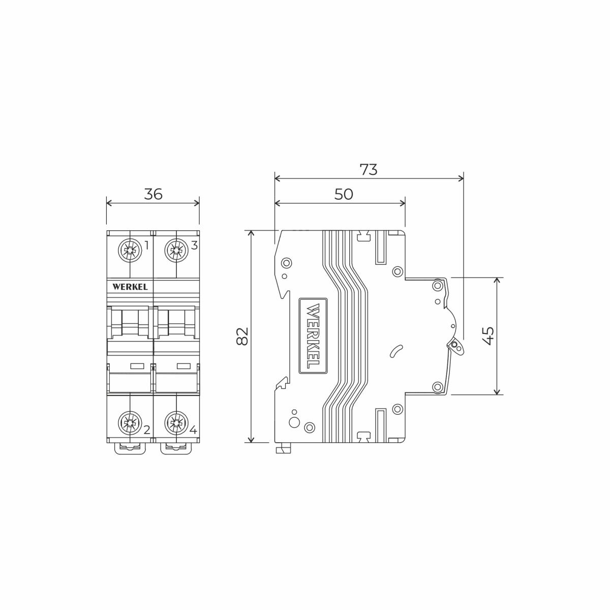 Автоматический выключатель 2P 25 A C 4,5 кА Werkel W902P254 4690389192708 a062496
