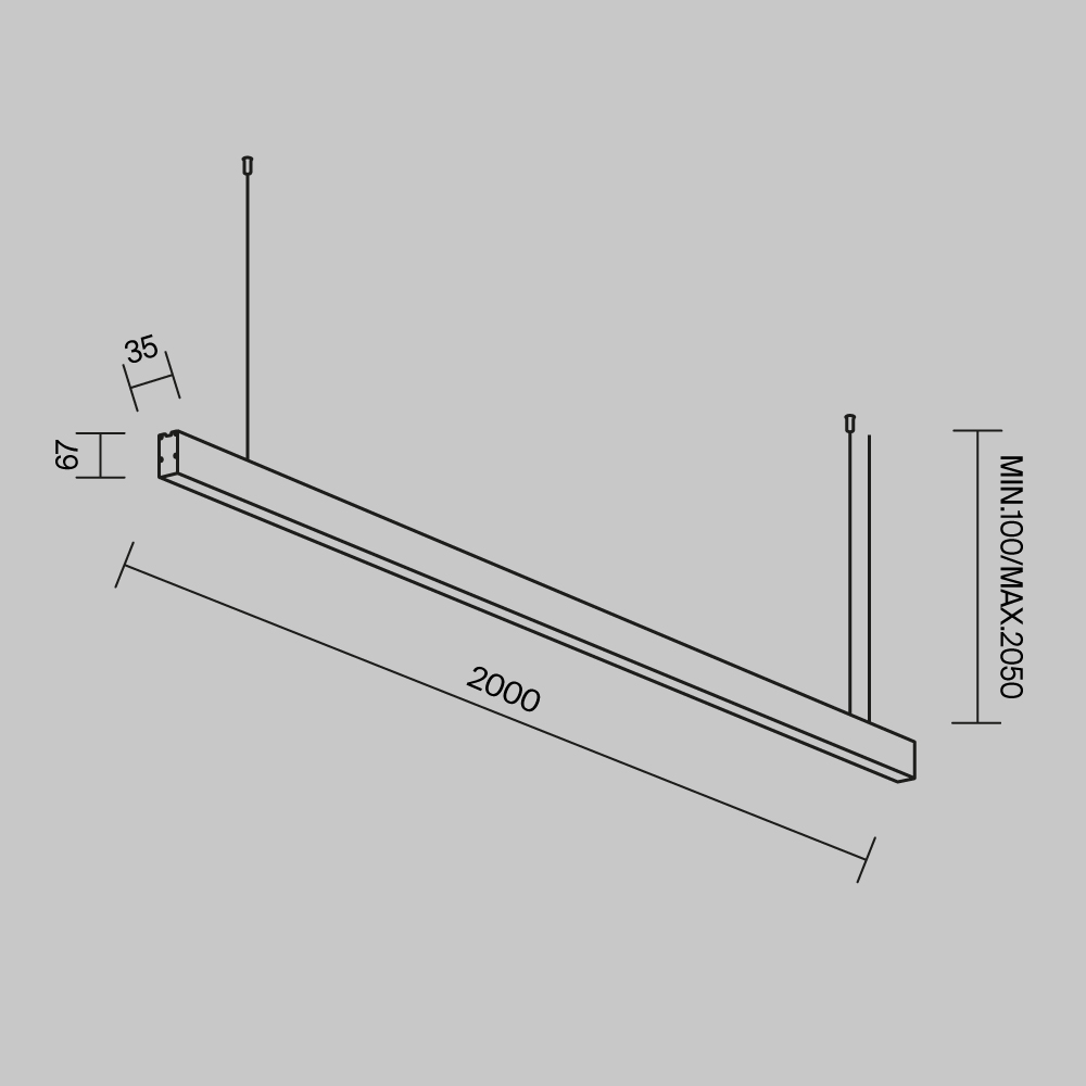 Линейный подвесной светильник Maytoni Technical 3000K 35x67 (Черный, 2 м) LL312047