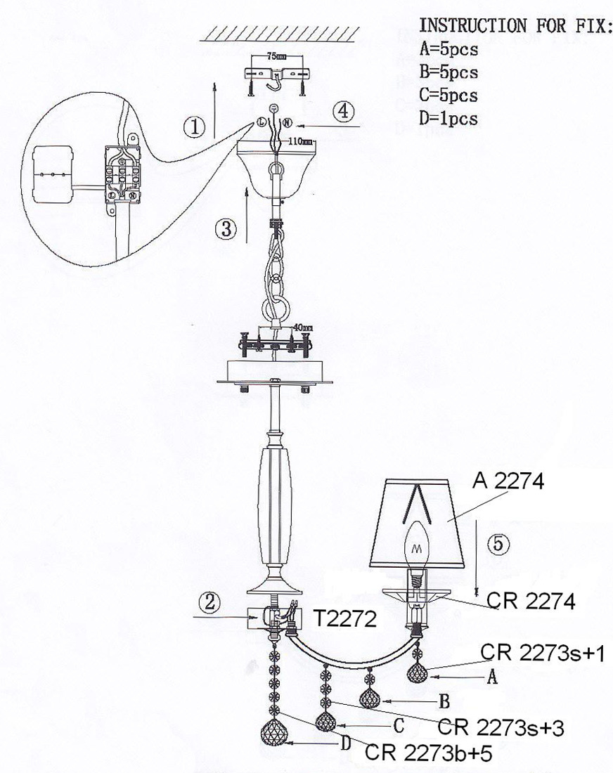 Потолочная люстра Odeon Light Kvinta 2274/5