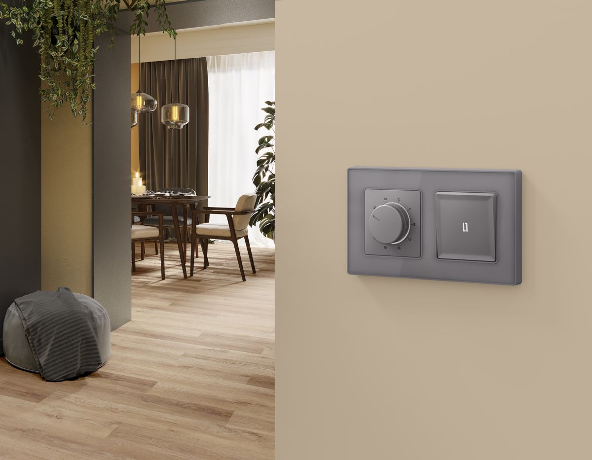 Лицевая панель Alfa (Сталь матовый) для терморегулятора теплого пола Quant Ambrella Volt AP5057