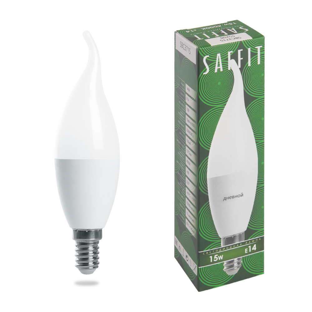 Лампа светодиодная Saffit SBC3715 Свеча на ветру E14 15W 6400K 55208