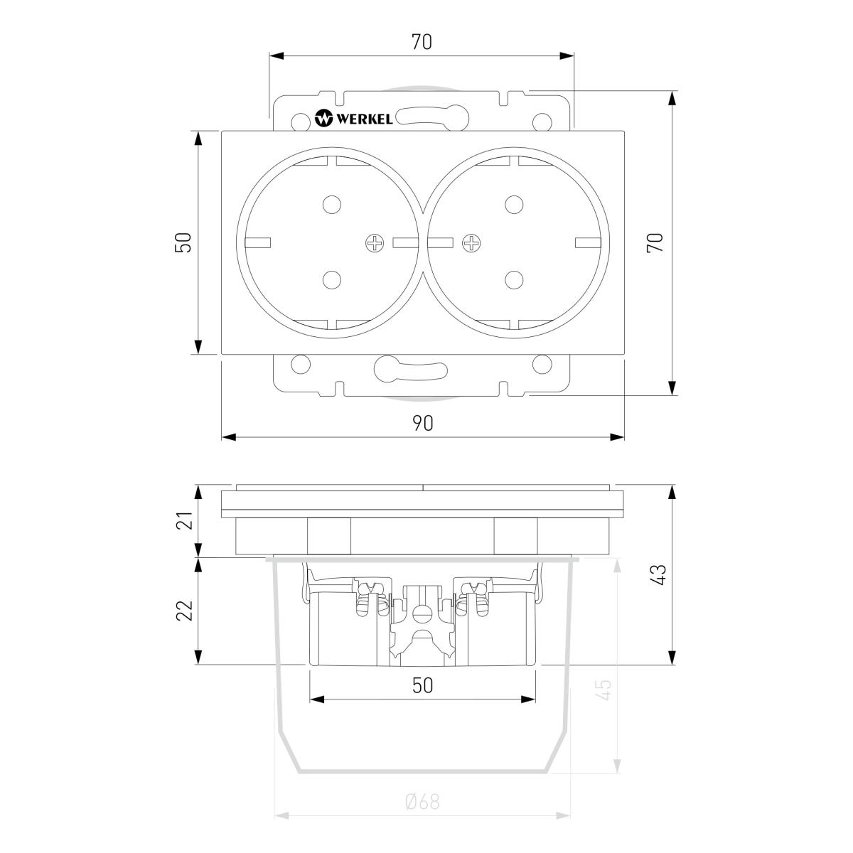 Розетка двойная с заземлением Werkel 4690389192111 W1172061 a062410