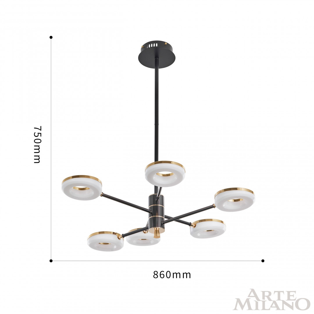 Люстра на штанге Arte Milano Ferrara 276699/6 BK/GD
