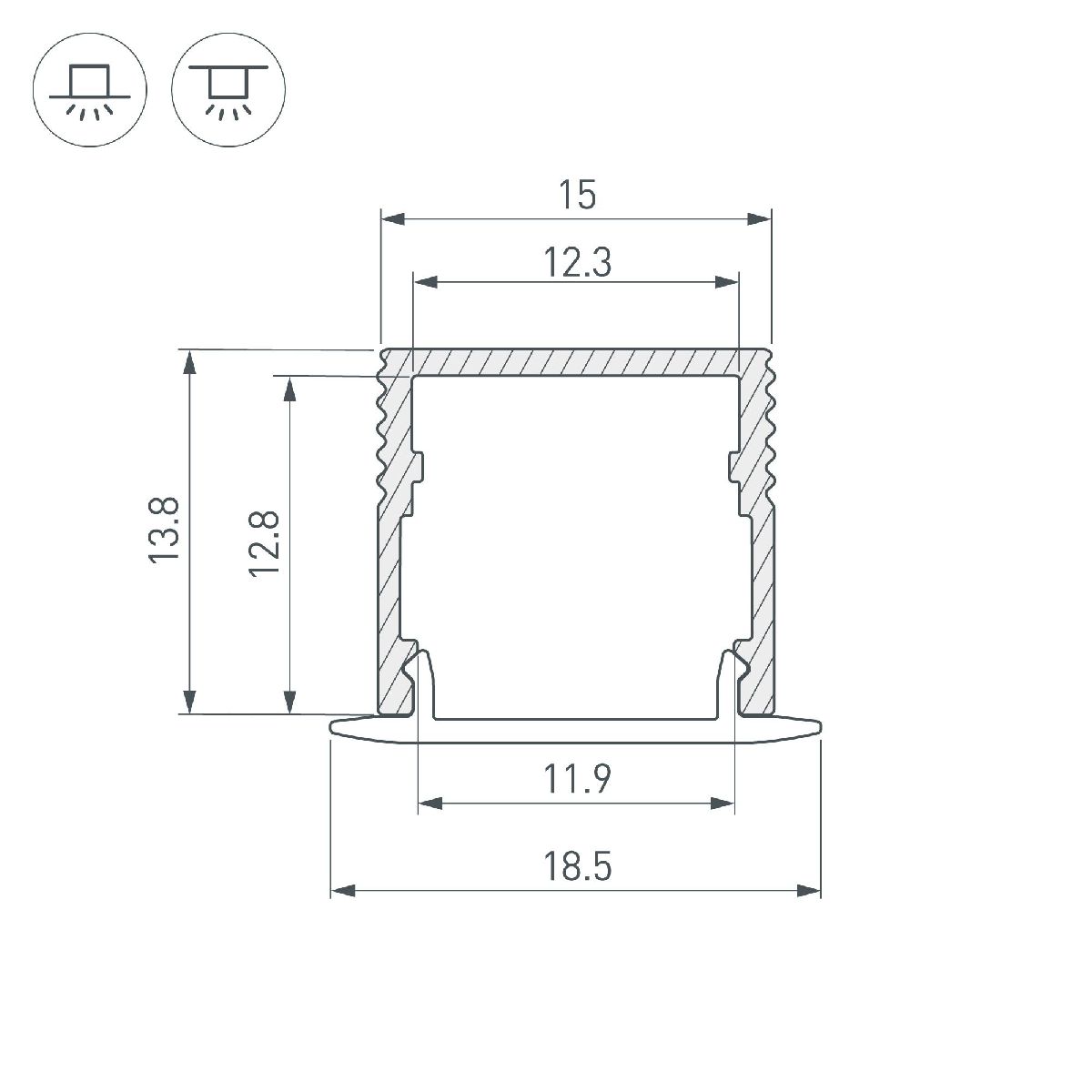 Алюминиевый профиль Arlight SL-MINI-15-2000 ANOD 049019