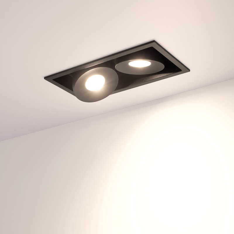 Встраиваемый светильник Arlight CL-SNODO-LUM-S148x80-2x9W Warm3000 (BK, 45 deg) 039325