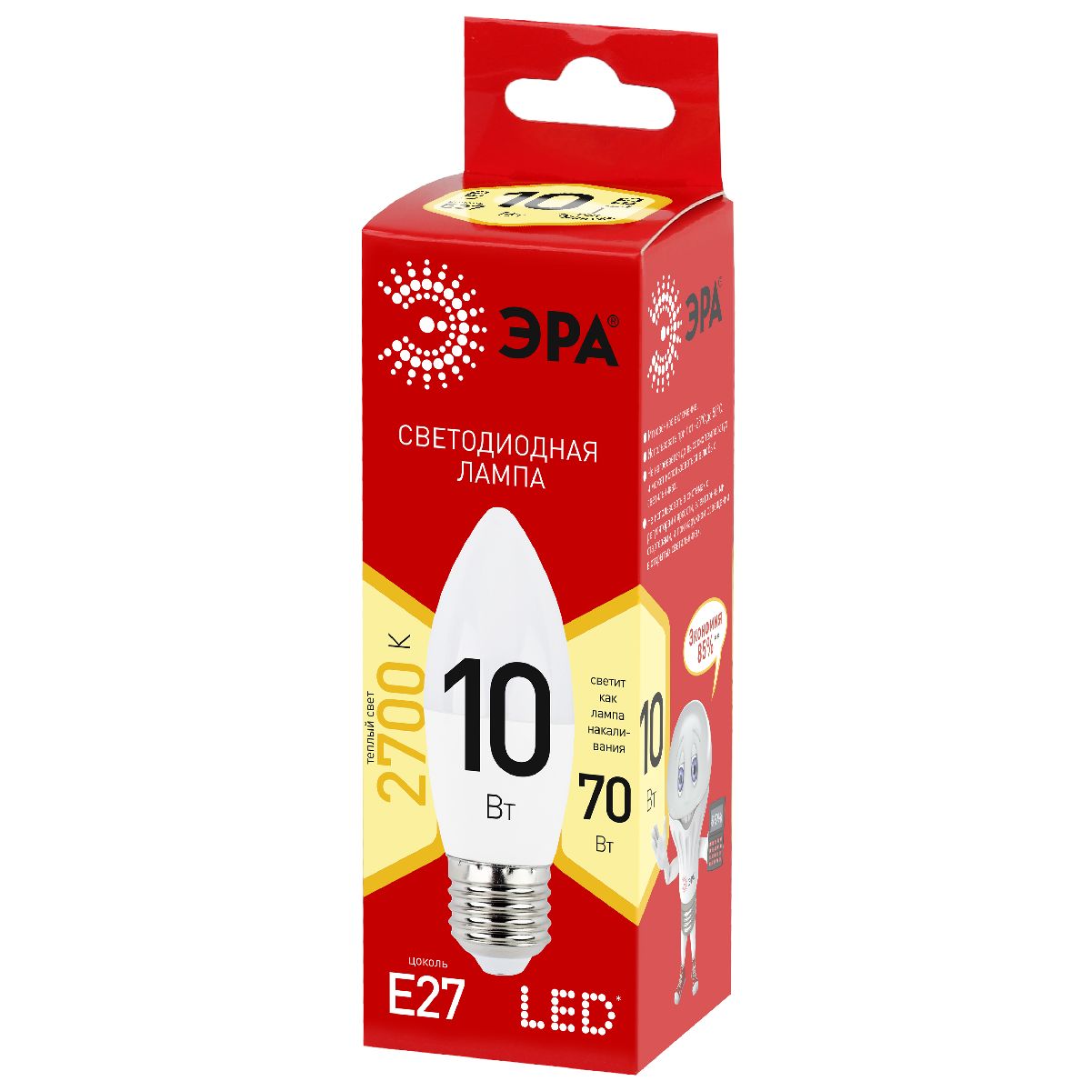 Лампа светодиодная Эра E27 10W 2700K LED B35-10W-827-E27 R Б0052377
