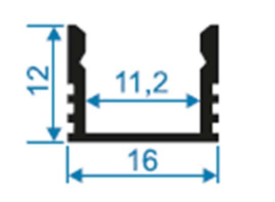 Профиль П-образный накладной Apeyron ширина ленты до 10мм (рассеиватель, заглушки - 2шт) 08-10-ЧБ