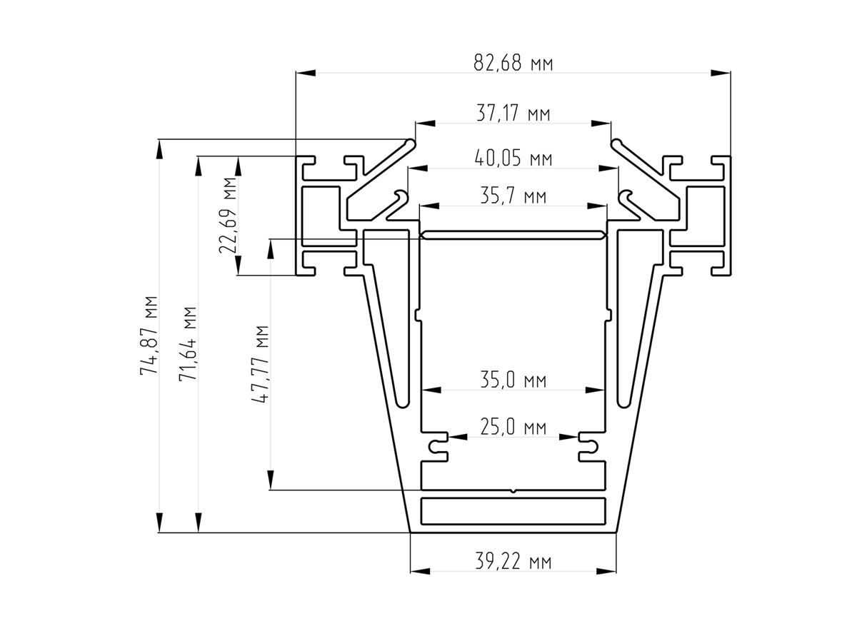 Встраиваемый алюминиевый профиль Donel DN18521H3RAL9003