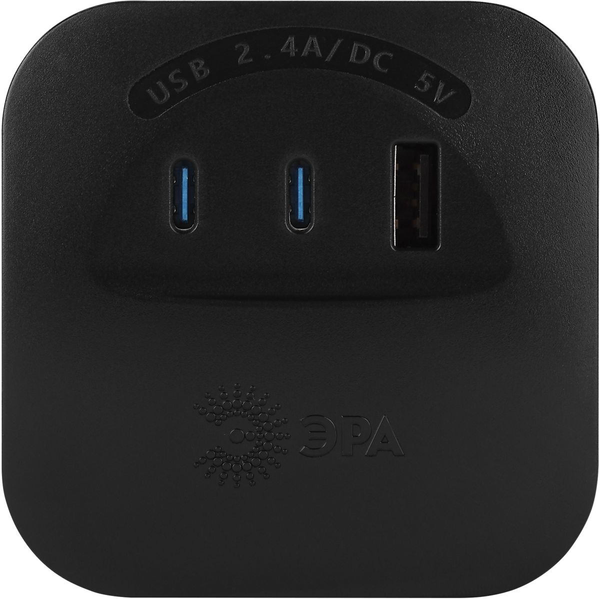 Разветвитель электрический ЭРА SP-4-3USBAC-B на 4 розетки + 3 USB A+C со шторками 10А черный Б0069084