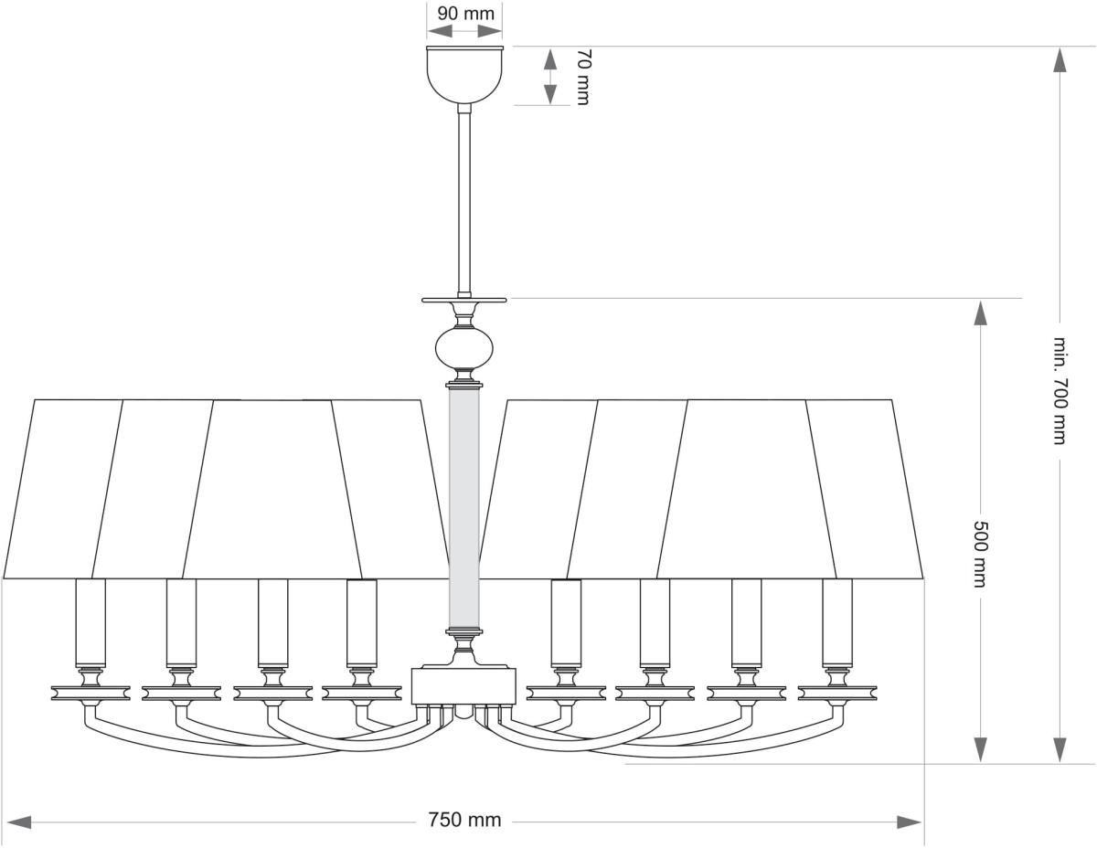 Люстра на штанге Kutek Rossano ROS-ZW-8+4(P/A)