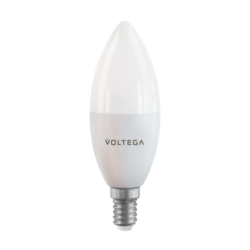 Лампа светодиодная Voltega E14 5W 2700K свеча матовая 2427