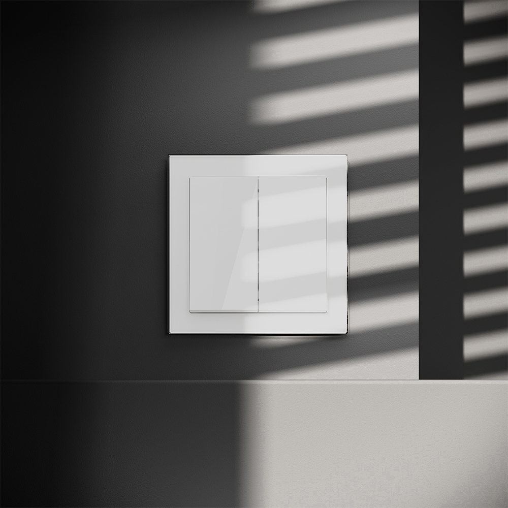 Перекрестный переключатель встраиваемый Voltum S70 двухклавишный 10А, (белый глянцевый) VLS020501