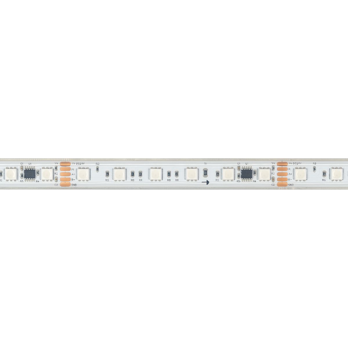 Светодиодная лента герметичная Arlight DMX-PS-B60-15mm 24V RGB-PX6 (15W/m, IP67, 5060, 5m) 037090