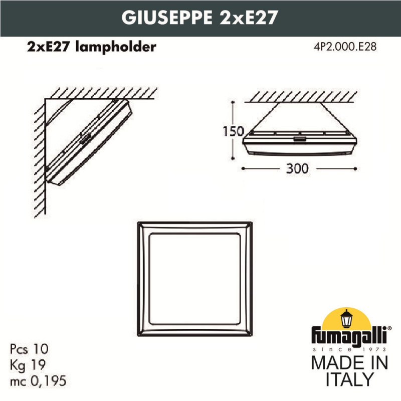 Настенный светильник Fumagalli Guizeppe 4P2.000.000.LYF1R