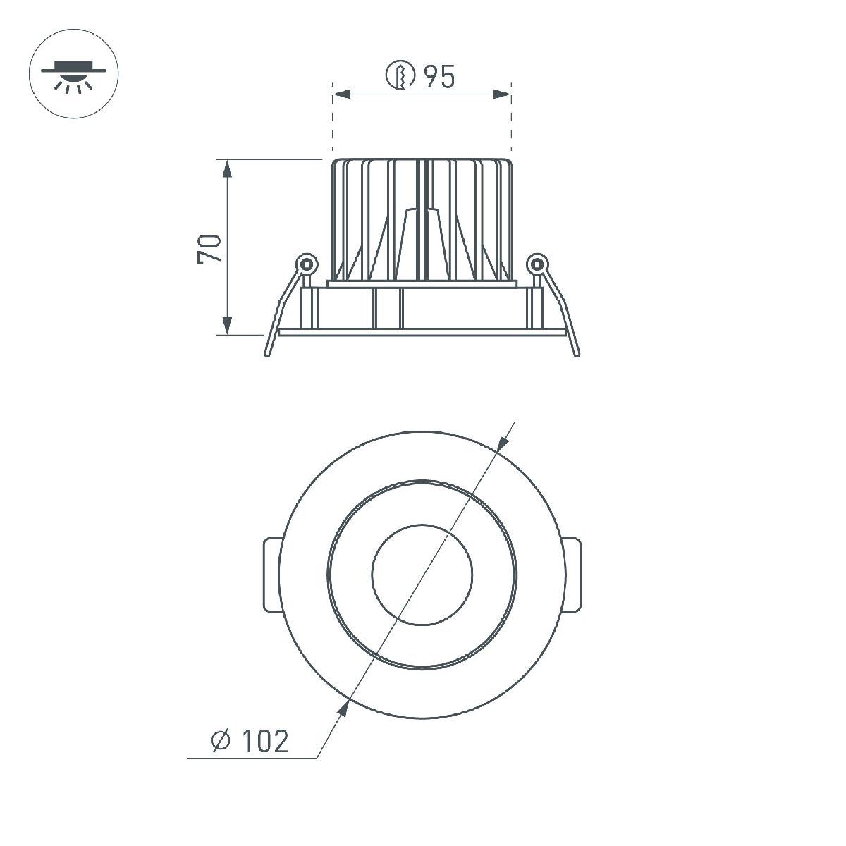 Встраиваемый светильник Arlight MS-FORECAST-BUILT-TURN-R102-12W Day4000 033659(1)