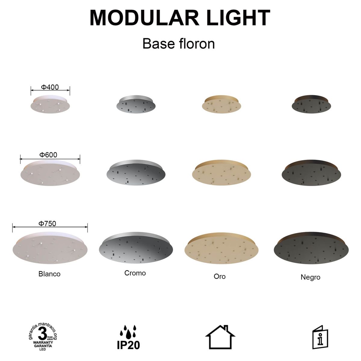 Основание потолочное 8L Mantra Modular Light Florones 9367