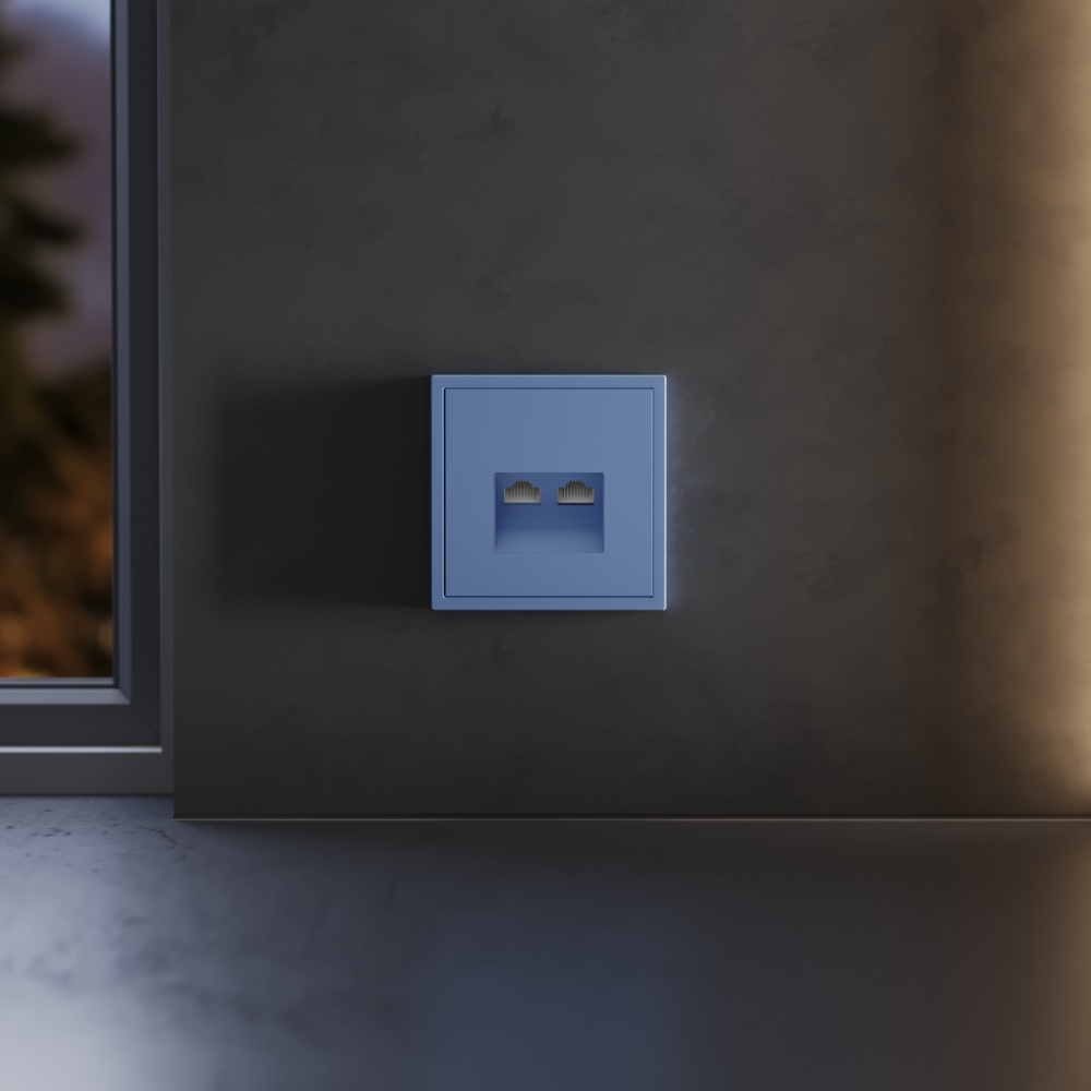 Накладка для розетки компьютерной двойной RJ45+RJ45 кат.6 Voltum S70 (деним) VLS001415