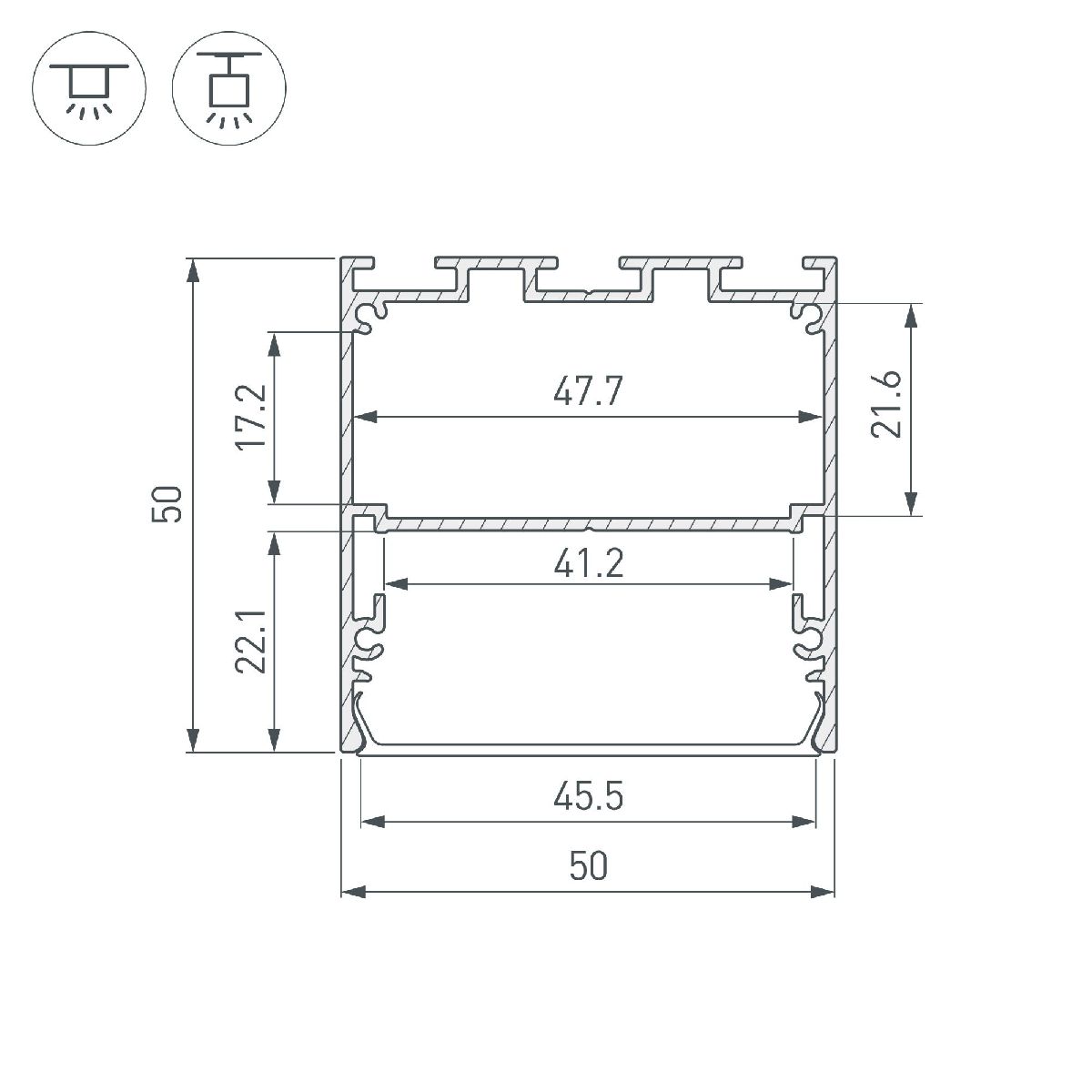 Алюминиевый профиль Arlight LINE-M-5050-2000 BLACK 053403