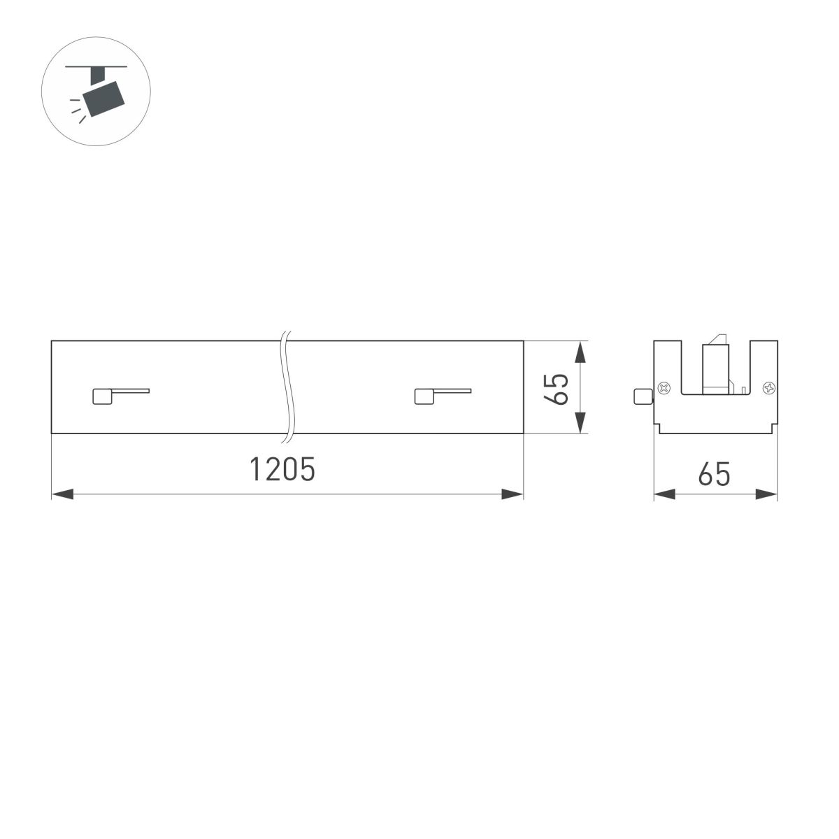 Трековый трехфазный светильник Arlight LGD-LUNGO-4TR-L1200-39W-60W Warm3000 (Черный, двойной асимметричный 2х20 deg, 230V) (IP20 Металл) 064266