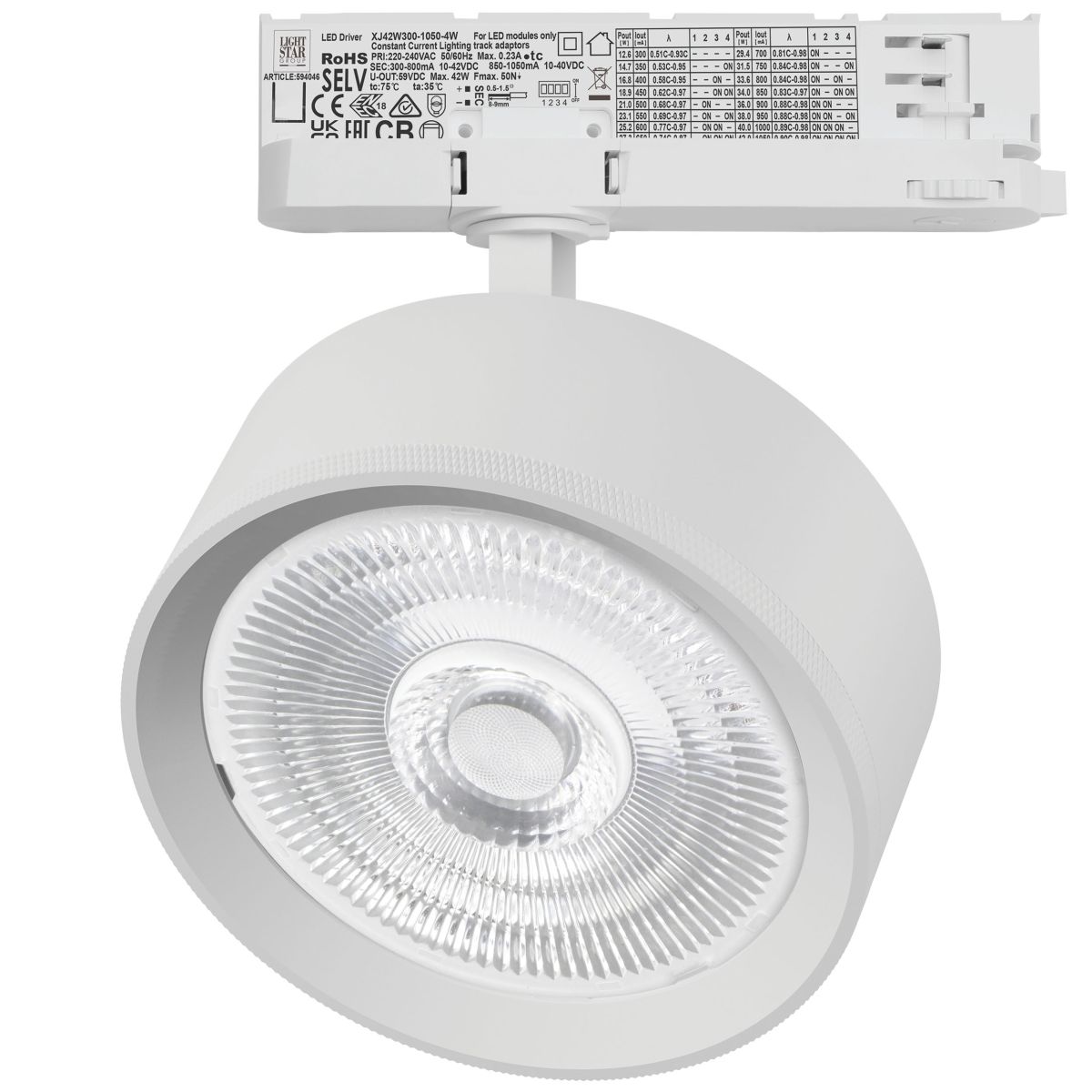 Трековый трехфазный светильник Quattro LED 60G с адаптером Lightstar Alta Pro A5746QT60G