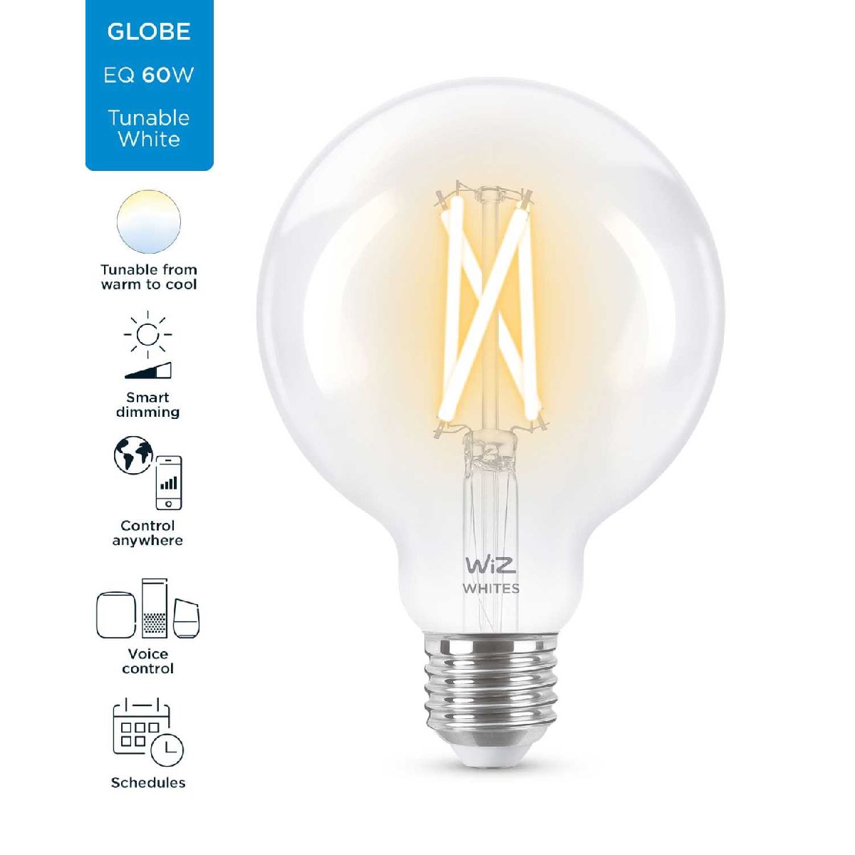 Умная светодиодная лампа Wiz Wi-Fi BLE60WG95E27927-65CL1PF/6 E27 7W 2700/6500K 929003018201